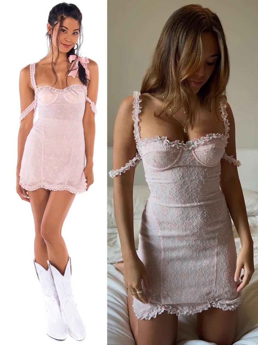 The Bar Jade Floral Mini Dress Rose Pink